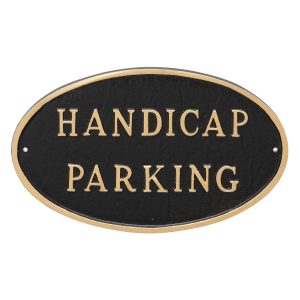 8.5" x 13" Standard Oval Handicap Parking Statement Plaque Sign Black with Gold Lettering