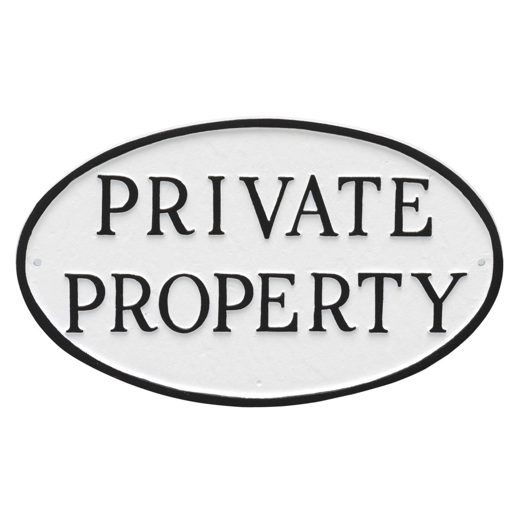10??? x 18??? Large Oval Private Property Statement Plaque Sign Montague