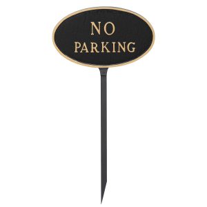 6" x 10" Small Oval No Parking Statement Plaque Sign with 23" lawn stake