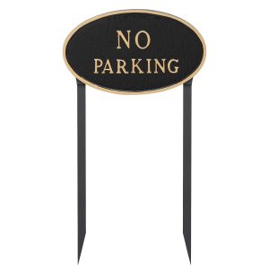 10" x 18" Large Oval No Parking Statement Plaque Sign with 23" lawn stake