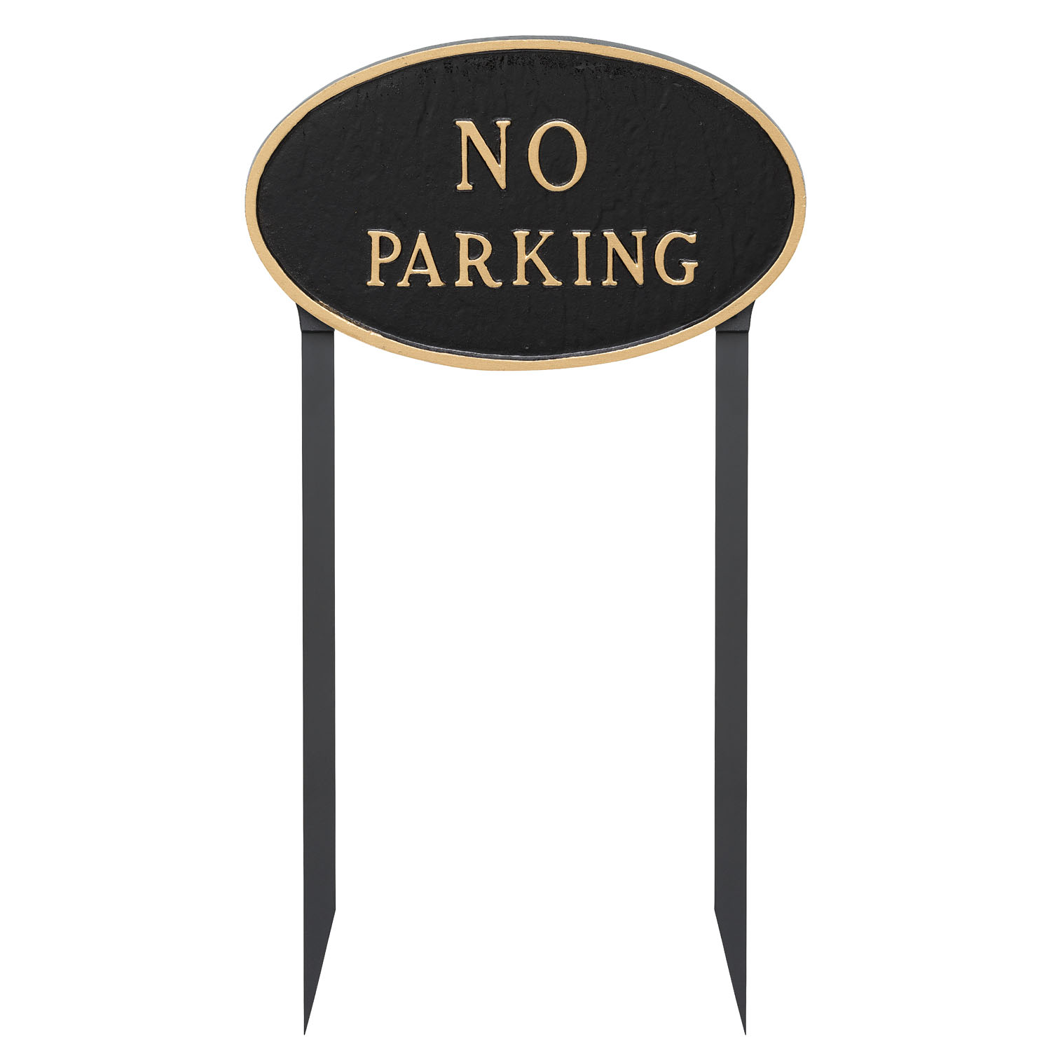 Small Montague Metal Products SP-2sm-BG No Parking Oval Statement Plaque Black and Gold 