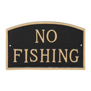 10" x 15" Standard Arch No Fishing Statement Plaque Sign Black with Gold Lettering
