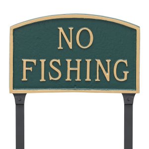 13" x 21" Large Arch No Fishing Statement Plaque Sign with Lawn Stakes