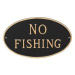 8.5" x 13" Standard Oval No Fishing Statement Plaque Sign Black with Gold Lettering