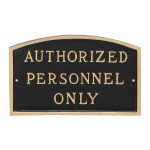 5.5" x 9" Small Arch Authorized Personnel Only Statement Plaque Sign Black with Gold Lettering