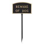 5.5" x 9" Small Arch Beware of Dog Statement Plaque Sign with 23" lawn stake