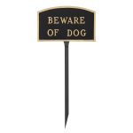 5.5" x 9" Small Arch Beware of Dog Statement Plaque Sign with 23" lawn stake