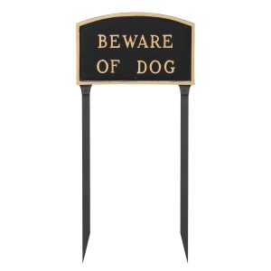 10" x 15" Standard Arch Beware of Dog Statement Plaque Sign with 23" lawn stake