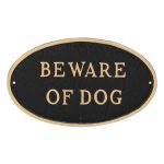6" x 10" Small Oval Beware of Dog Statement Plaque Sign