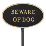 8.5" x 13" Standard Oval Beware of Dog Statement Plaque Sign with 23" lawn stake