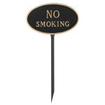6" x 10" Small Oval No Smoking Statement Plaque Sign with 23" lawn stake