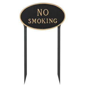 10" x 18" Large Oval No Smoking Statement Plaque Sign with 23" lawn stake