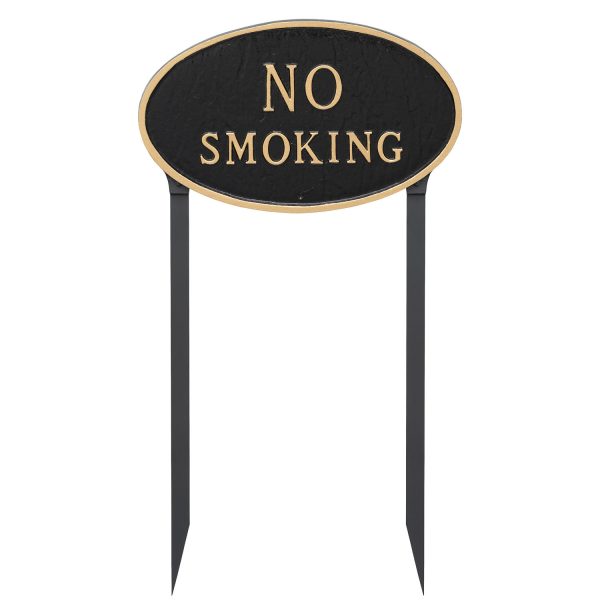 10" x 18" Large Oval No Smoking Statement Plaque Sign with 23" lawn stake