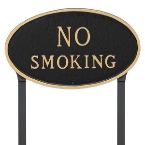10" x 18" Large Oval No Smoking Statement Plaque Sign with 23" lawn stake