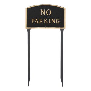 13" x 21" Large Arch No Parking Statement Plaque Sign with 23" lawn stake