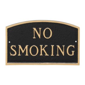 13" x 21" Large Arch No Smoking Statement Plaque Sign Black with Gold Lettering