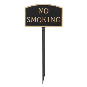 5.5" x 9" Small Arch No Smoking Statement Plaque Sign with 23" lawn stake