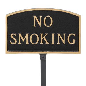 5.5" x 9" Small Arch No Smoking Statement Plaque Sign with 23" lawn stake