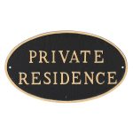 6" x 10" Small Oval Private Residence Statement Plaque Sign