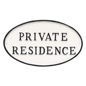 10" x 18" Large Oval Private Residence Statement Plaque Sign