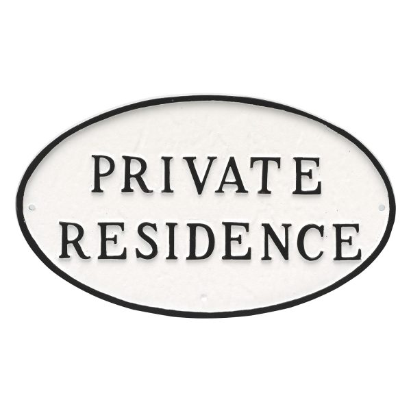 10" x 18" Large Oval Private Residence Statement Plaque Sign