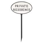 6" x 10" Small Oval Private Residence Statement Plaque Sign with 23" lawn stake