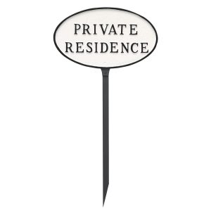 6" x 10" Small Oval Private Residence Statement Plaque Sign with 23" lawn stake