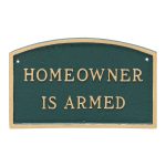 5.5" x 9" Small Arch Homeowner is Armed Statement Plaque Sign