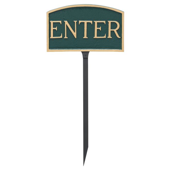5.5" x 9" Small Arch Enter Statement Plaque Sign with 23" lawn stake