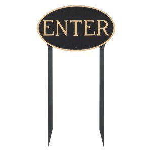 10" x 18" Large Oval Enter Statement Plaque Sign with 23" lawn Stakes