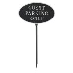 6" x 10" Small Oval Guest Parking Only Statement Plaque Sign with 23" lawn stake