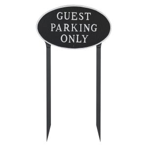 10" x 18" Large Oval Guest Parking Only Statement Plaque Sign with 23" lawn Stakes