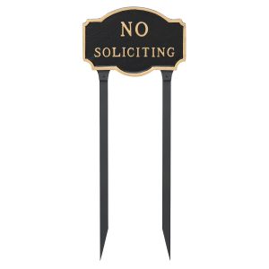 10" x 15" Standard No Soliciting Statement Plaque Sign with 23" lawn Stake