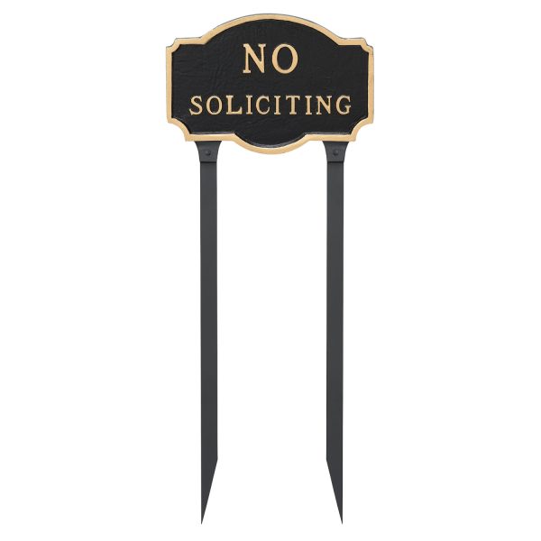 10" x 15" Standard No Soliciting Statement Plaque Sign with 23" lawn Stake