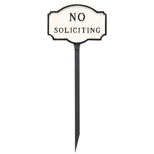 4.5" x 7.15"  No Soliciting Statement Plaque Sign with 23" lawn Stake