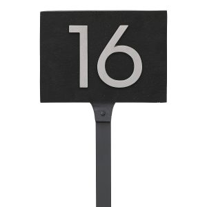 Floating Modern 4" Number Horizontal Address Plaque with Lawn Stakes (2 digits)