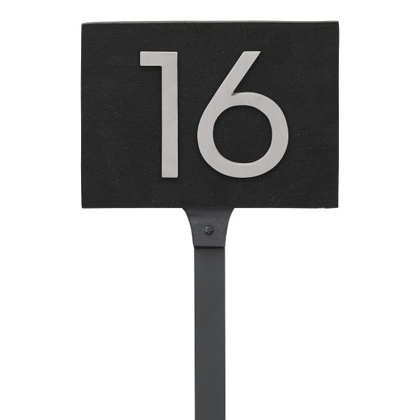 Floating Modern 4" Number Horizontal Address Plaque with Lawn Stakes (2 digits)