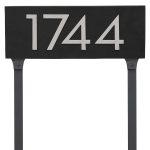 Floating Modern 4" Number Horizontal Address Plaque with Lawn Stakes (4 digits)