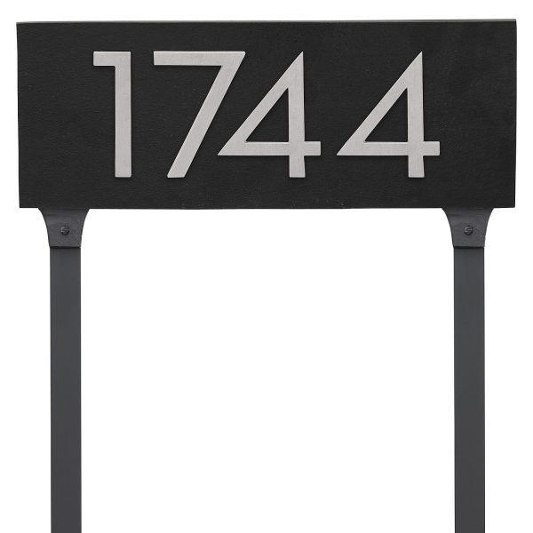 Floating Modern 4" Number Horizontal Address Plaque with Lawn Stakes (4 digits)