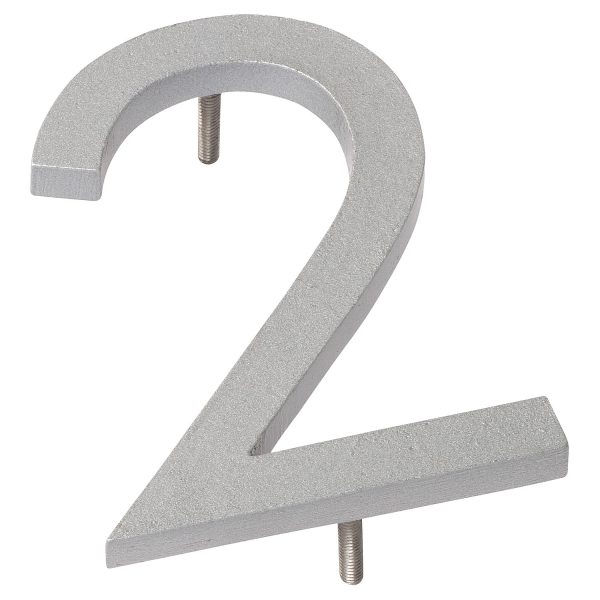6" Silver Aluminum floating or flat Modern House Numbers 0-9