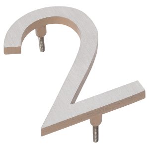 4" Satin Nickel/Taupe Two Tone Aluminum floating or flat Modern House Numbers 0-9