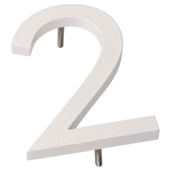 8" White Aluminum floating or flat Modern House Numbers 0-9