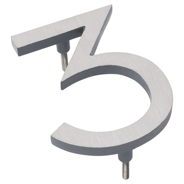 4" Satin Nickel/Gray Two Tone Aluminum floating or flat Modern House Numbers 0-9