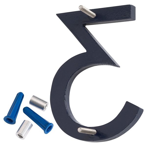6" Navy Aluminum floating or flat Modern House Numbers 0-9