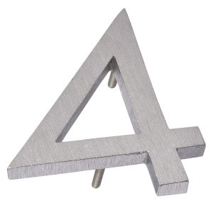 4" Brushed Alumunim floating or flat Modern House Number 0