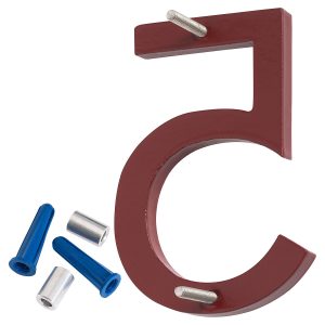 4" Satin Nickel/Brick Red Two Tone Aluminum floating or flat Modern House Numbers 0-9