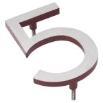 16" Satin Nickel/Brick Red Two Tone Aluminum floating or flat Modern House Numbers 0-9