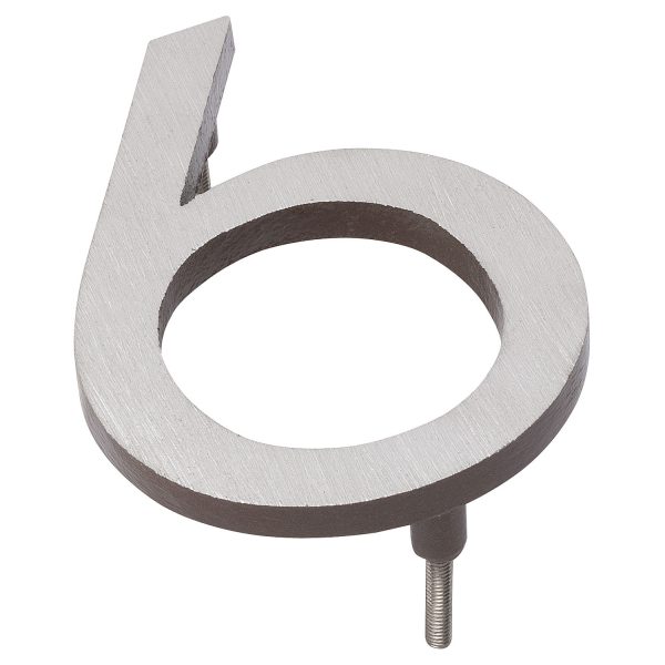 4" Satin Nickel/Roman Bronze Two Tone Aluminum floating or flat Modern House Numbers 0-9