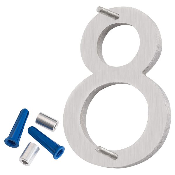 24" Brushed Aluminum floating or flat Modern House Numbers 0-9