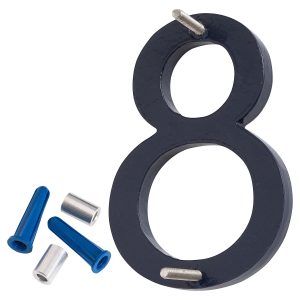 8" Navy Aluminum floating or flat Modern House Numbers 0-9